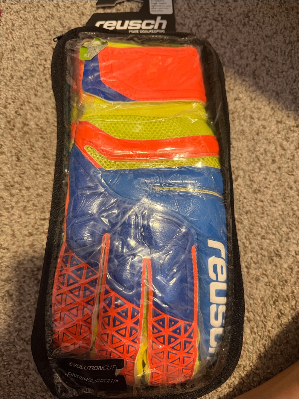 Reusch Kids Goalkeeper Gloves in Blue/Orange/Yellow - Youth Fit